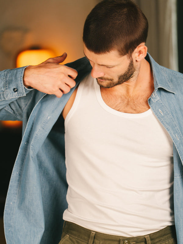 Pétrone débardeur marcel coton biologique tencel lyocell blanc homme