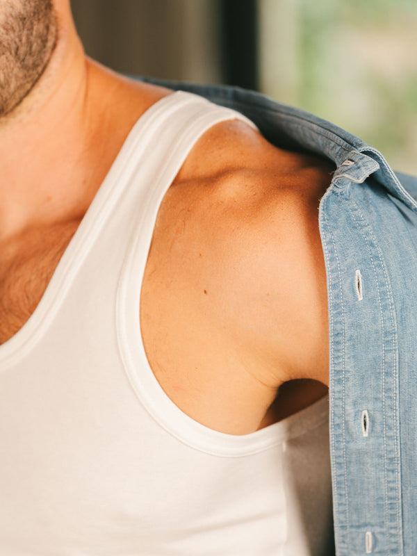 Pétrone débardeur marcel coton biologique tencel lyocell blanc homme