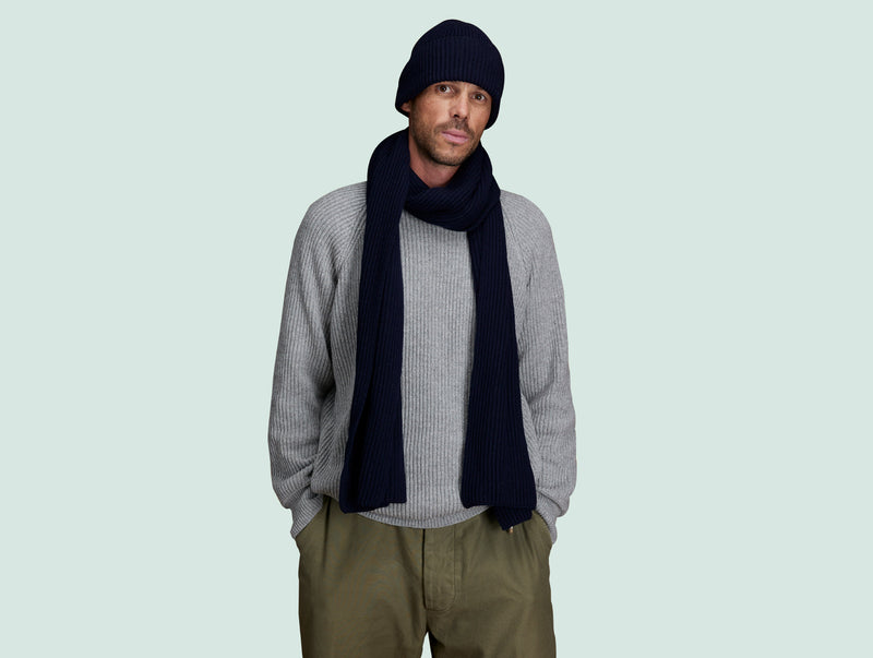 Pétrone écharpe homme bleu marine
