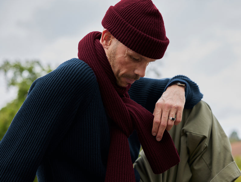 Pétrone écharpe homme bordeaux foncé