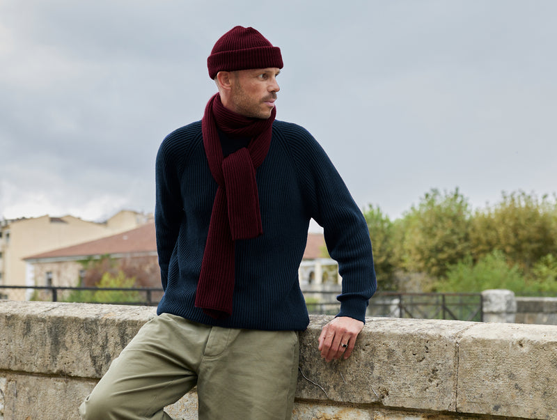 Pétrone écharpe homme bordeaux foncé
