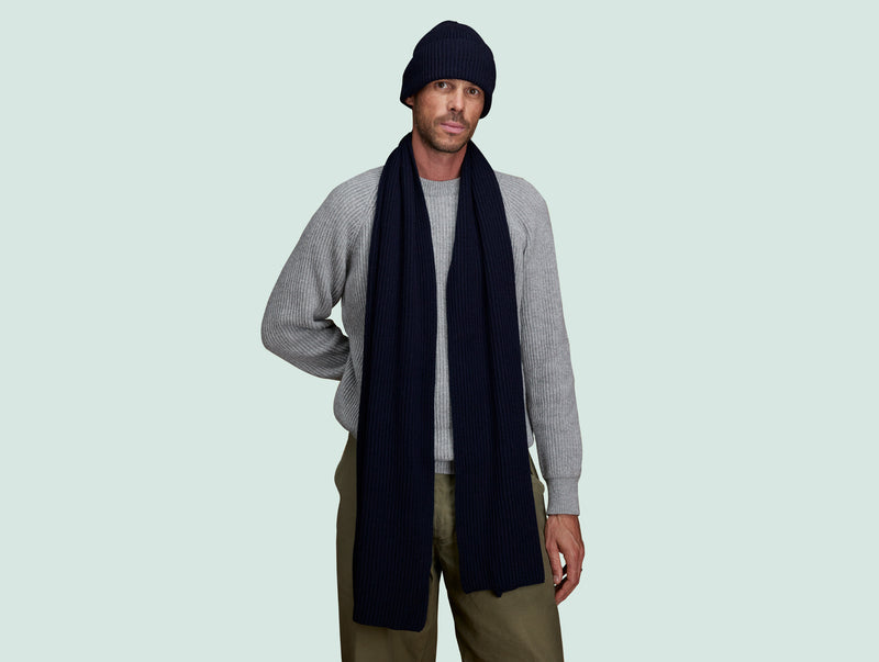 Pétrone écharpe homme bleu marine