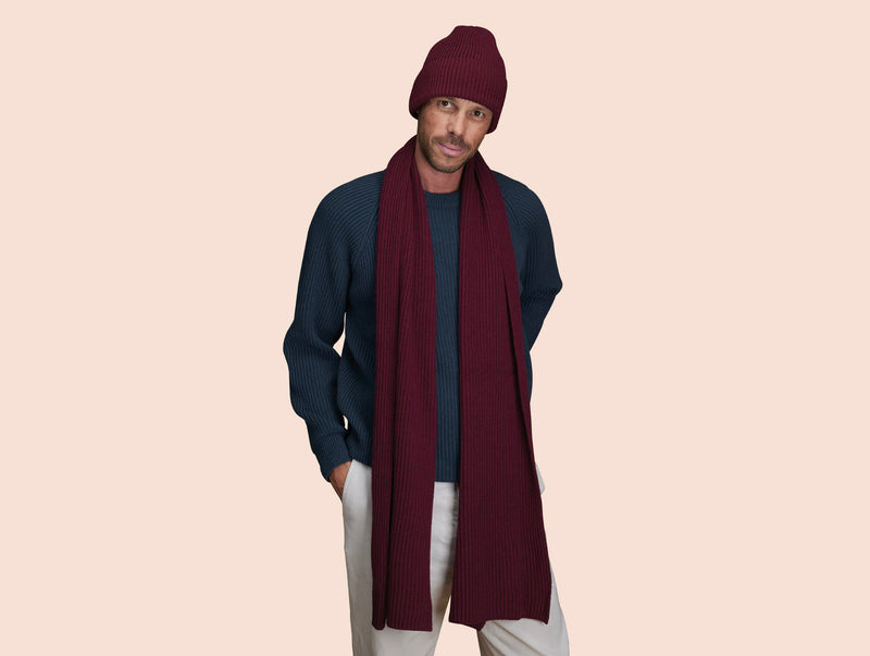 Pétrone écharpe homme bordeaux foncé