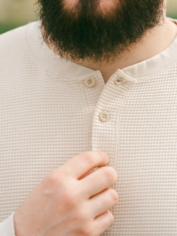 Pétrone Henley cormac manches longues coton bio Tencel beige homme