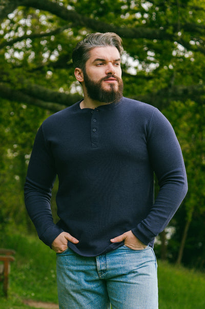 Pétrone Henley cormac coton bio tencel lyocell  bleu marine