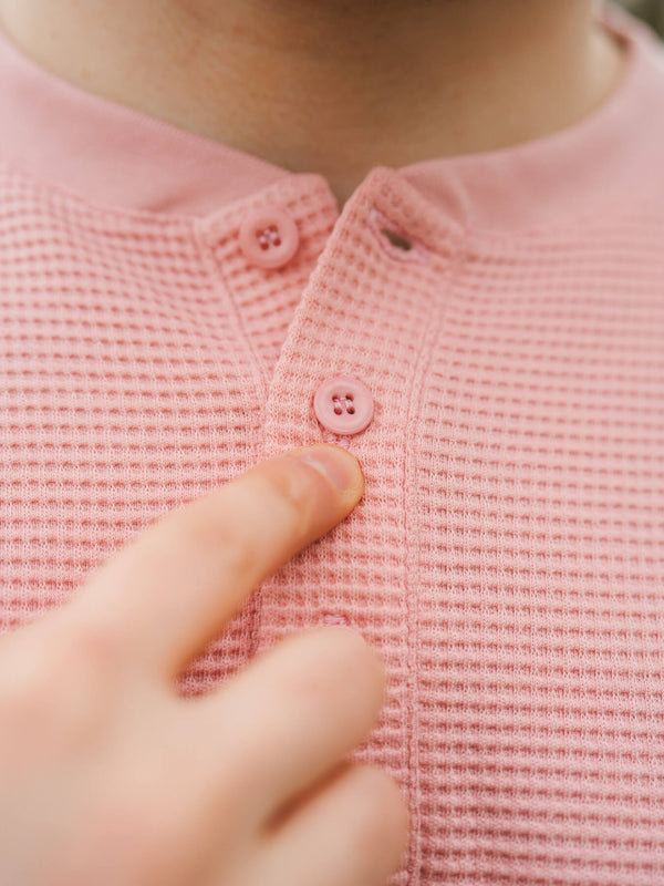 Pétrone Henley cormac manches longues coton bio Tencel rose homme