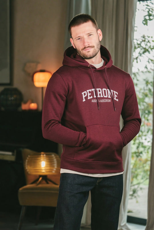 Pétrone sweat capuche hoodie homme Tencel coton bio bordeaux foncé homme