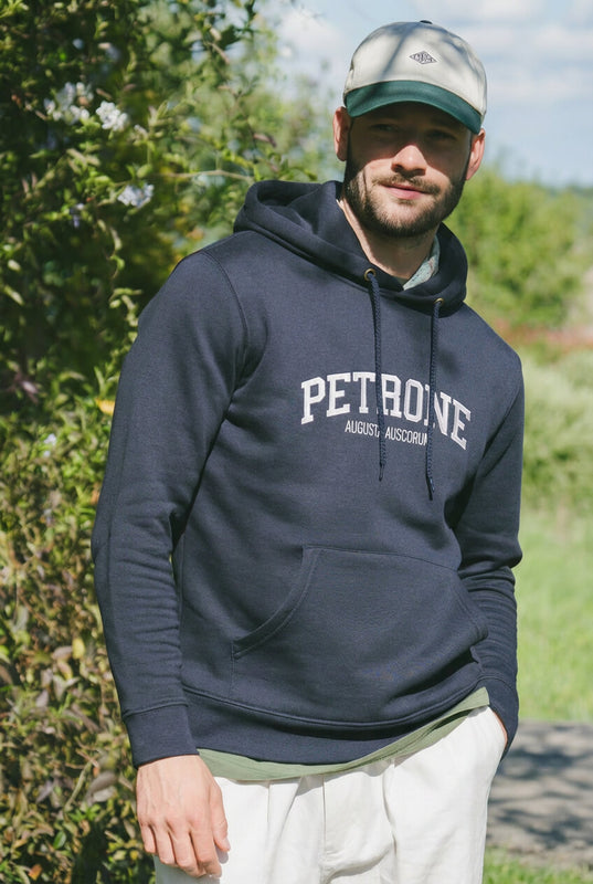 Pétrone sweat capuche hoodie homme Tencel coton bio bleu marine