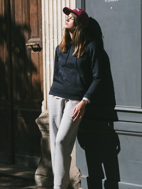 Pétrone sweat capuche hoodie homme Tencel coton bio bleu marine femme