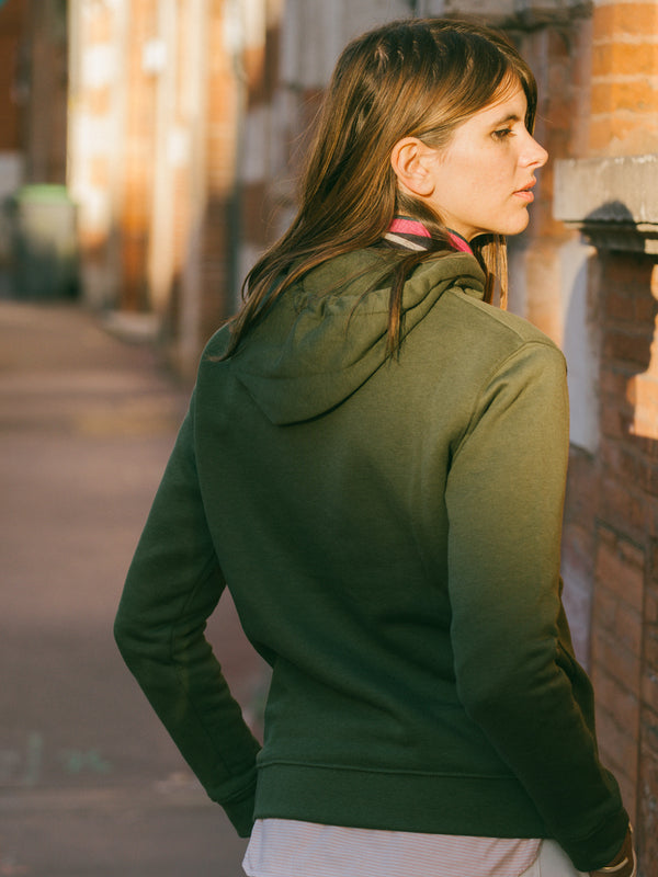 Pétrone sweat capuche hoodie homme Tencel coton bio vert kaki femme