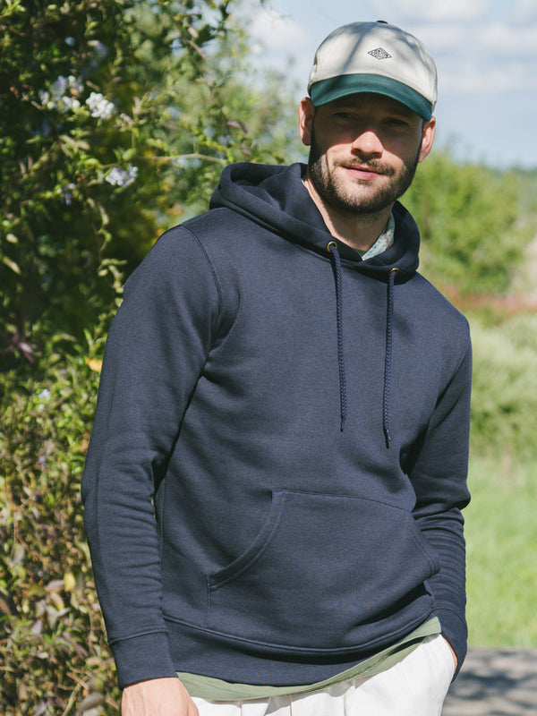 Pétrone sweat capuche hoodie homme Tencel coton bio bleu marine homme
