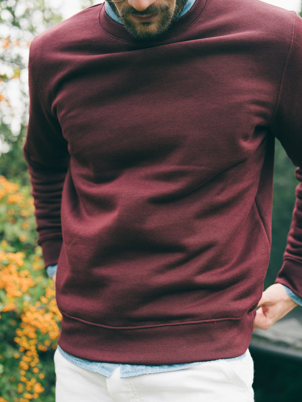 Pétrone sweat homme Tencel coton bio bordeaux homme