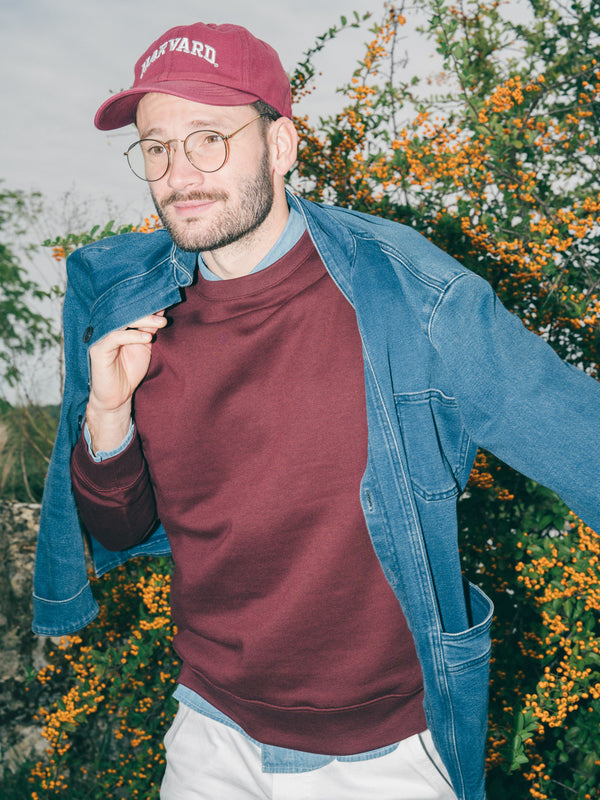 Pétrone sweat homme Tencel coton bio bordeaux homme