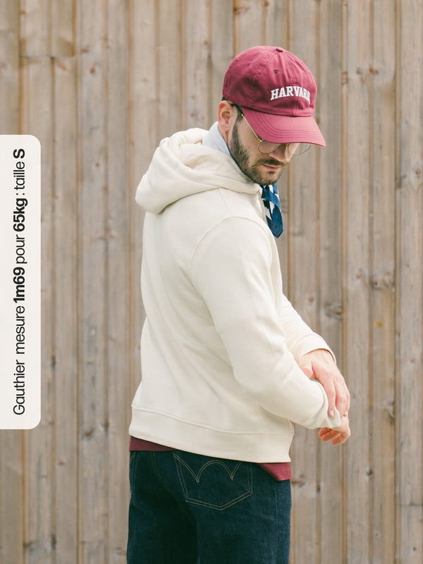 Pétrone sweat capuche hoodie homme Tencel coton bio écru homme