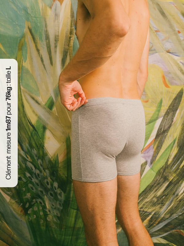 Pétrone boxer héritage coton biologique tencel lyocell gris chiné clair homme