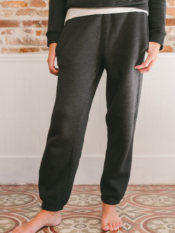 Pétrone pantalon jogging molleton homme Tencel coton bio gris anthracite chiné femme
