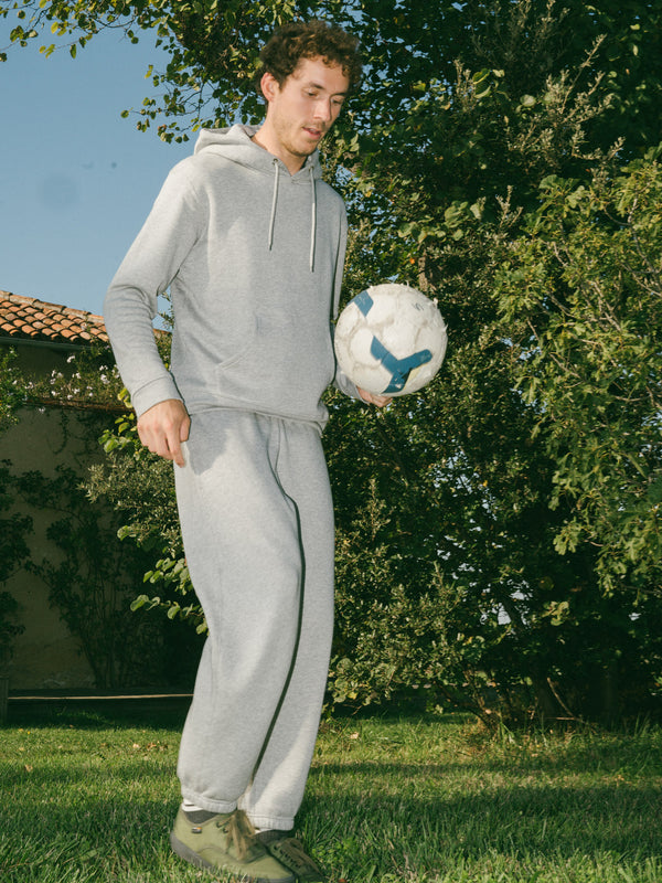 Pétrone pantalon jogging molleton homme Tencel coton bio gris chiné clair homme