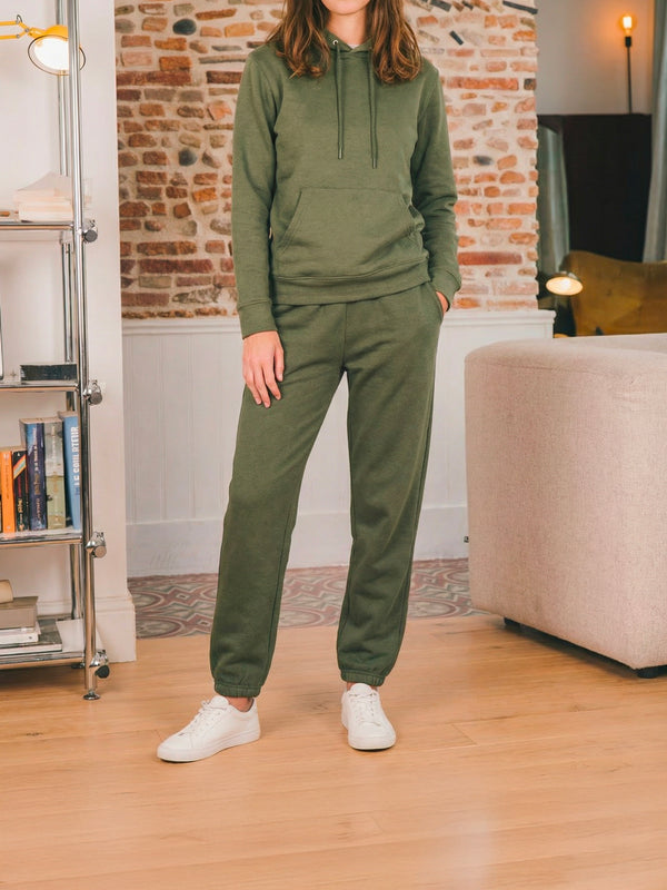 Pétrone pantalon jogging molleton homme Tencel coton bio vert kaki femme