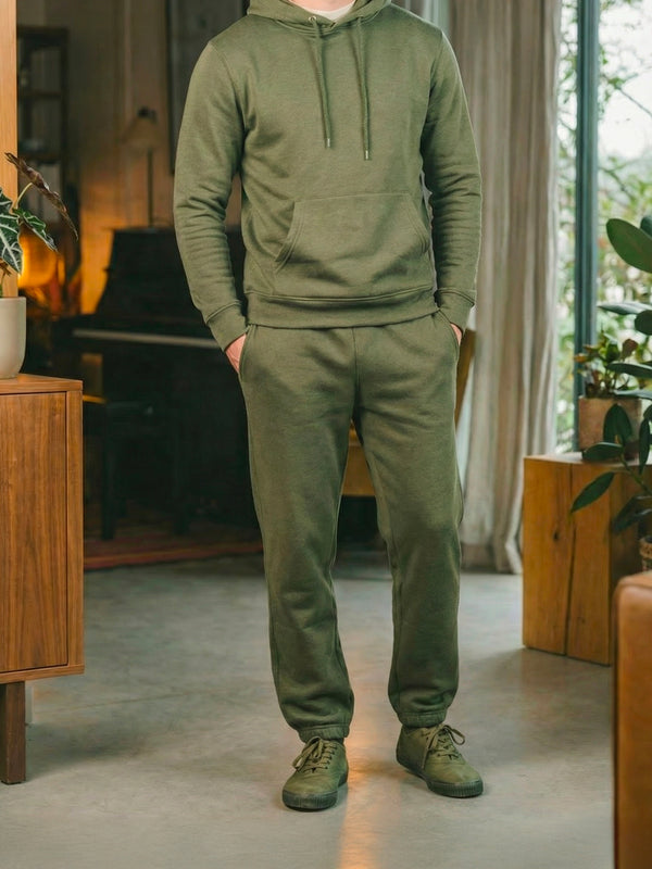 Pétrone pantalon jogging molleton homme Tencel coton bio vert kaki homme
