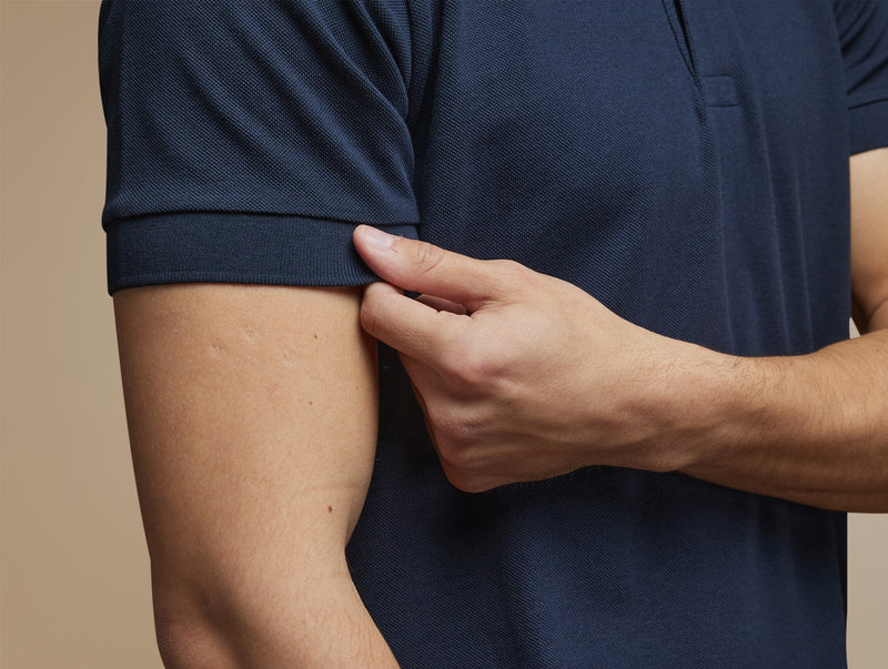 Pétrone Polo manches courtes Tencel coton bio bleu marine homme