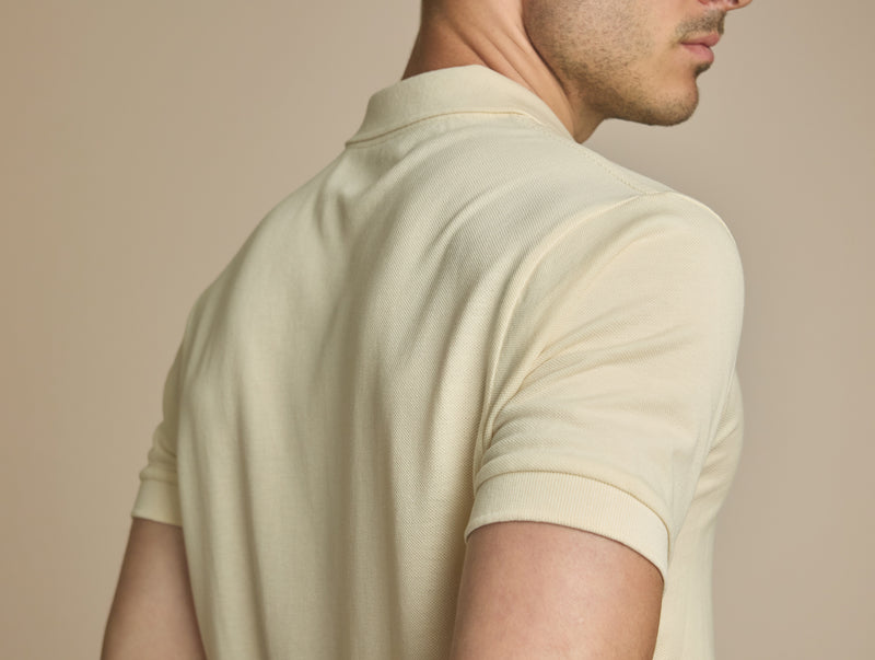 Pétrone Polo manches courtes Tencel coton bio écru homme