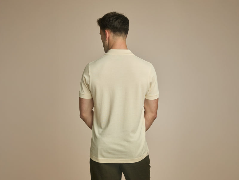 Pétrone Polo manches courtes Tencel coton bio écru homme