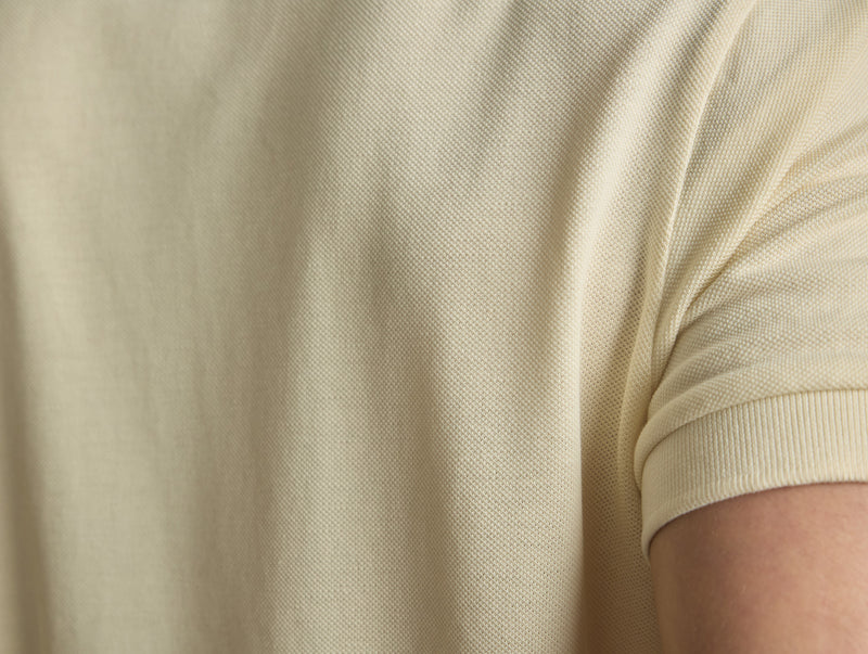 Pétrone Polo manches courtes Tencel coton bio écru homme
