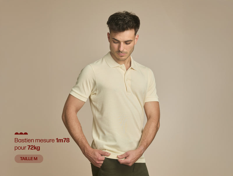 Pétrone Polo manches courtes Tencel coton bio écru homme
