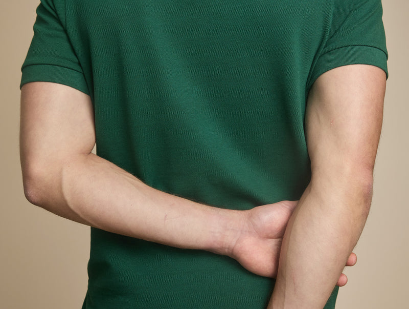 Pétrone Polo manches courtes Tencel coton bio vert émeraude homme