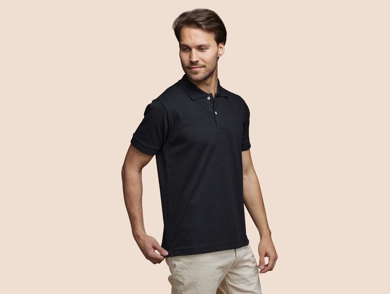 Pétrone Polo manches courtes Tencel coton bio noir homme