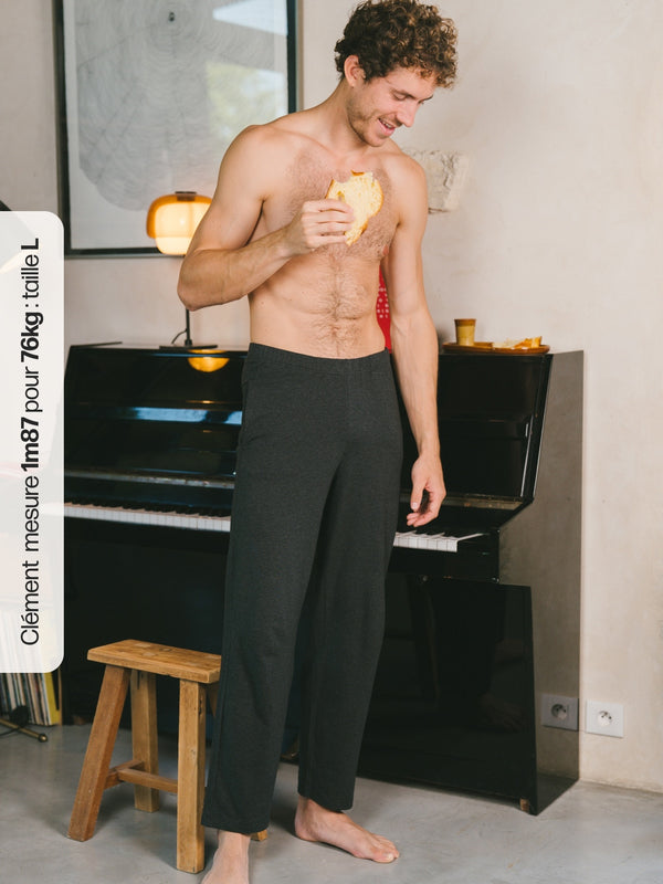 Pétrone pantalon de pyjama coton biologique tencel lyocell gris anthracite homme