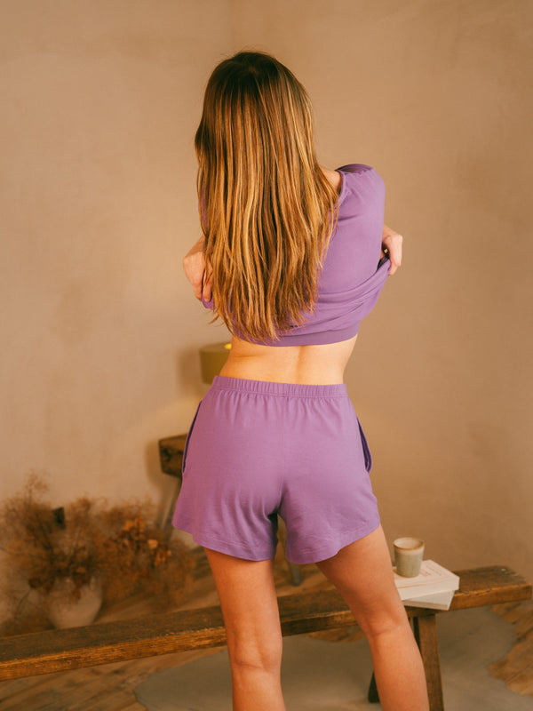 Pétrone short de pyjama lilas femme