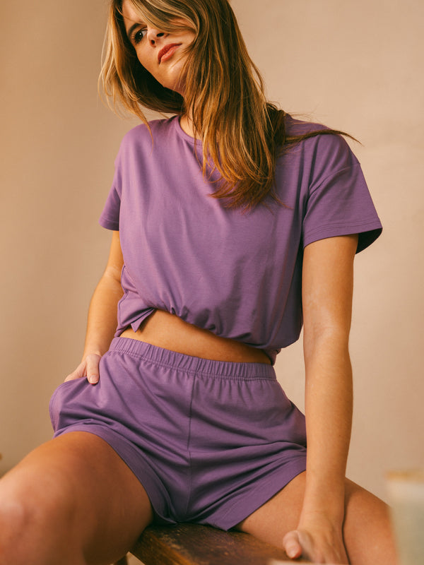Pétrone short de pyjama lilas femme