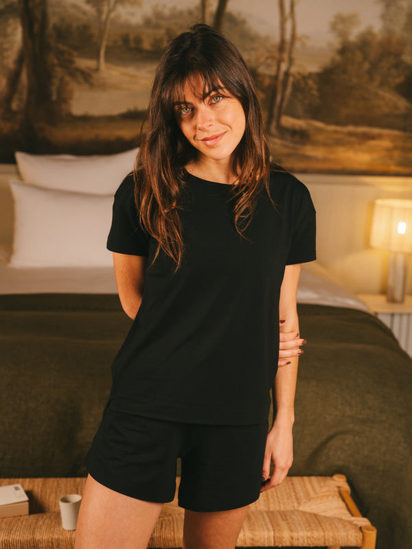 Pétrone short de pyjama noir femme