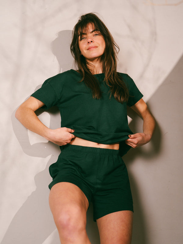 Pétrone short de pyjama vert bouteille femme