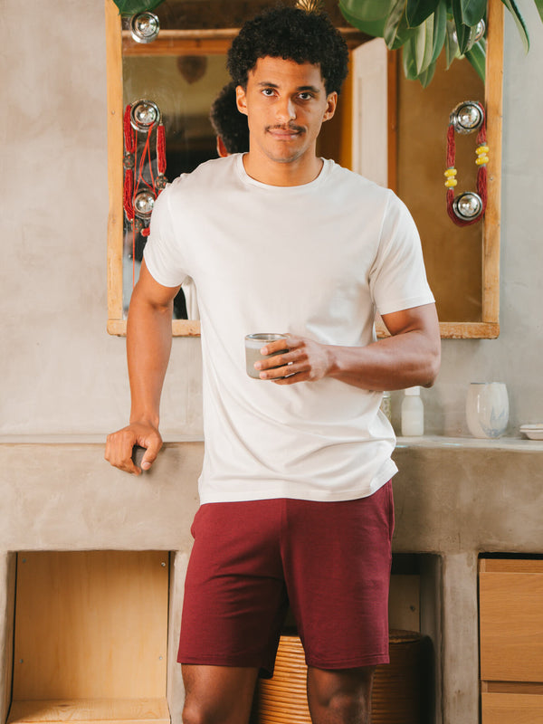 Pétrone short de pyjama coton biologique tencel lyocell bordeaux homme