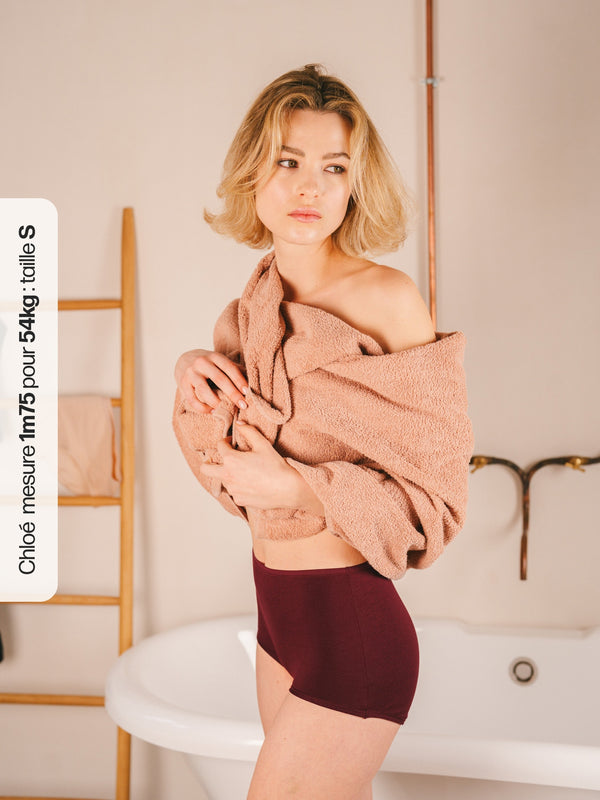 Pétrone shorty taille haute bordeaux femme