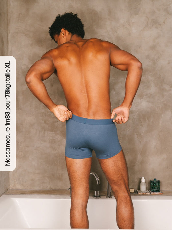Pétrone shorty coton bio tencel bleu céruléen homme