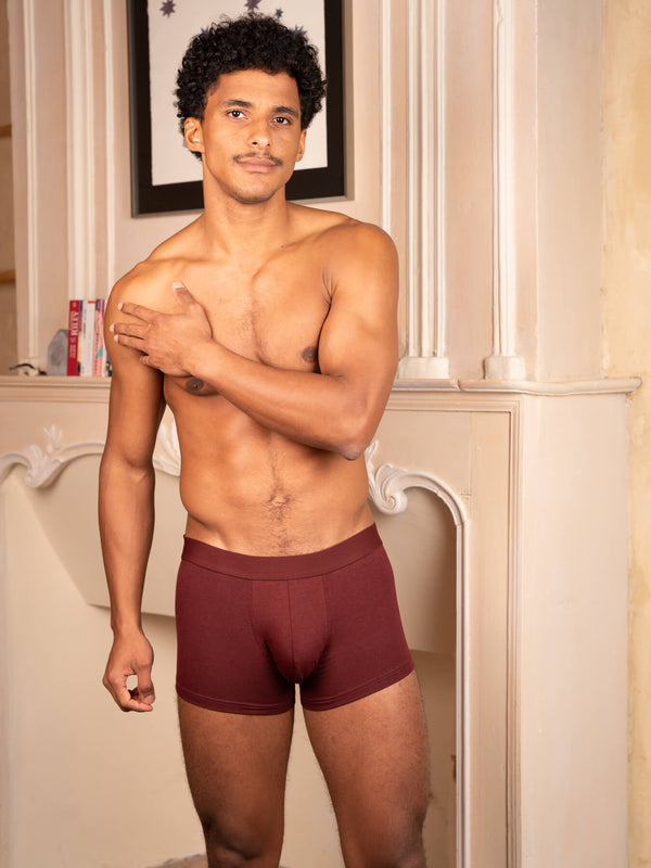 Pétrone shorty coton biologique Tencel bordeaux foncé homme