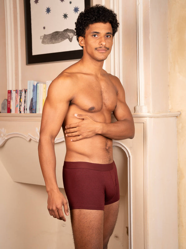 Pétrone shorty coton biologique Tencel bordeaux foncé homme