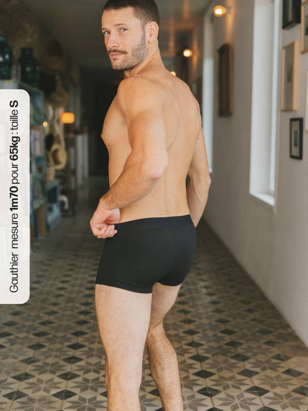 Pétrone shorty coton bio tencel noir homme