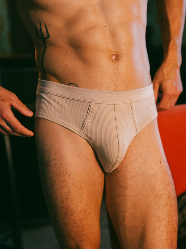 Pétrone slip côtelé homme confortable coton biologique tencel lyocell beige