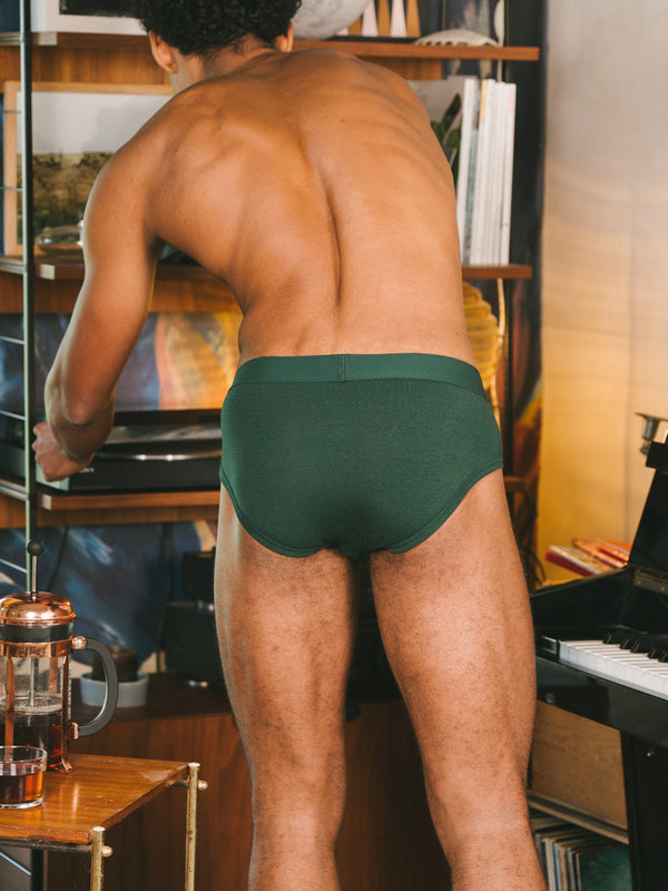 Pétrone slip coton biologique Tencel vert bouteille homme
