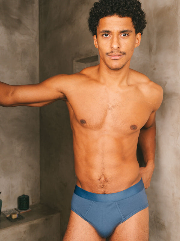 Pétrone slip coton biologique Tencel bleu céruléen homme