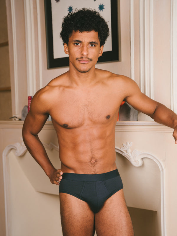 Pétrone slip coton biologique Tencel bleu marine homme