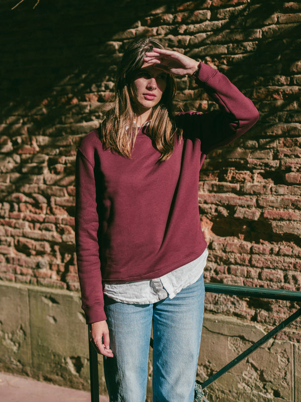 Pétrone sweat homme Tencel coton bio bordeaux femme