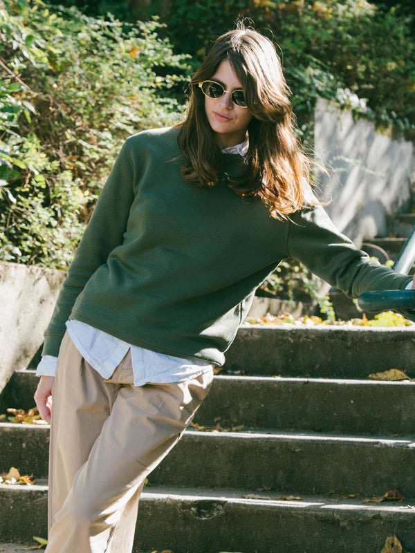 Pétrone sweat homme Tencel coton bio vert kaki femme