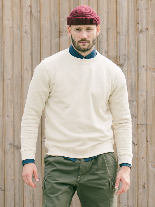 Pétrone sweat homme Tencel coton bio écru homme