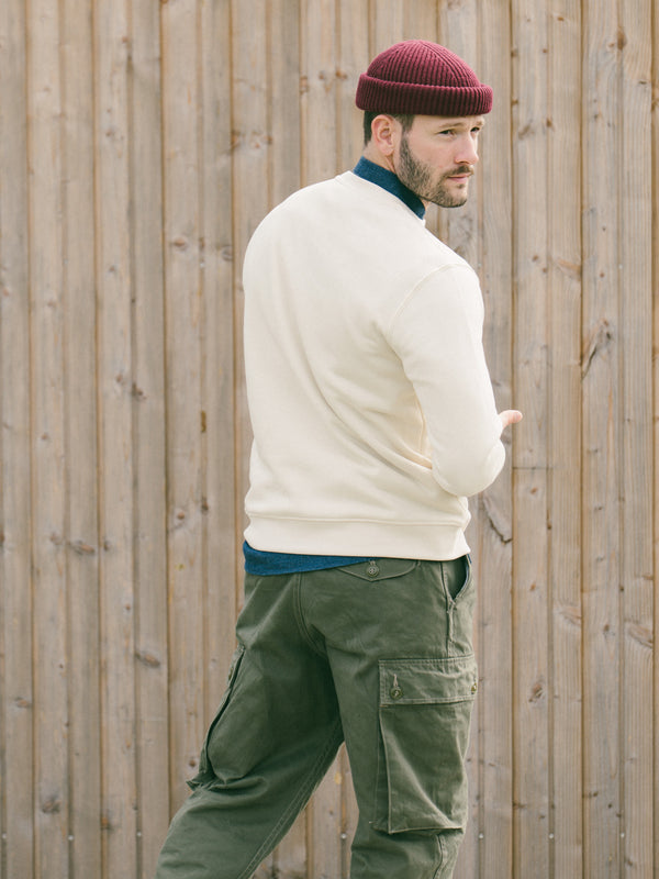 Pétrone sweat homme Tencel coton bio écru homme