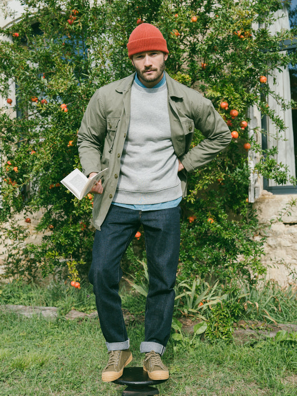 Pétrone sweat homme Tencel coton bio gris clair homme